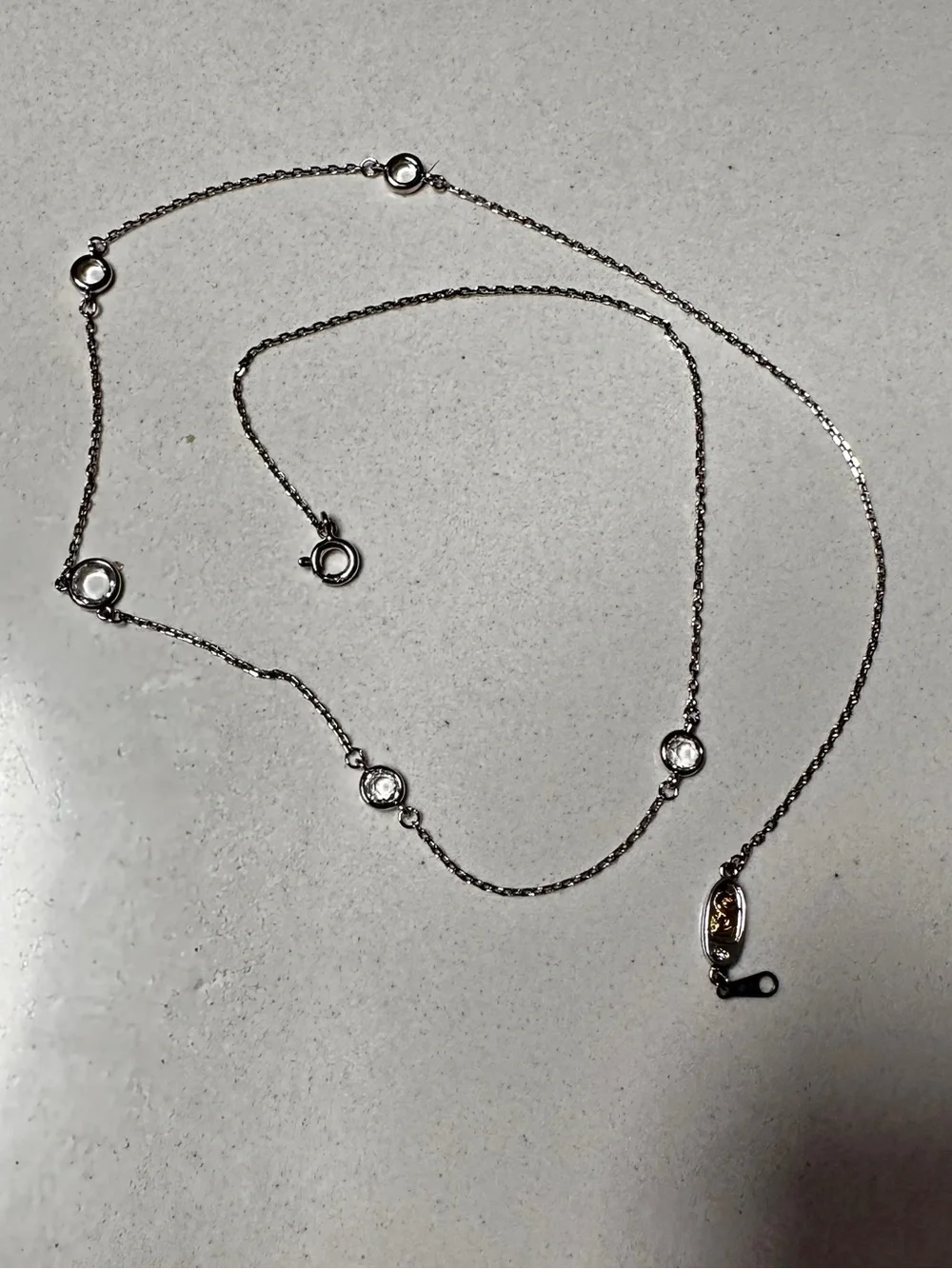 New Suzy Levian Sterling Silver White Topaz 5-Stone Station Necklace